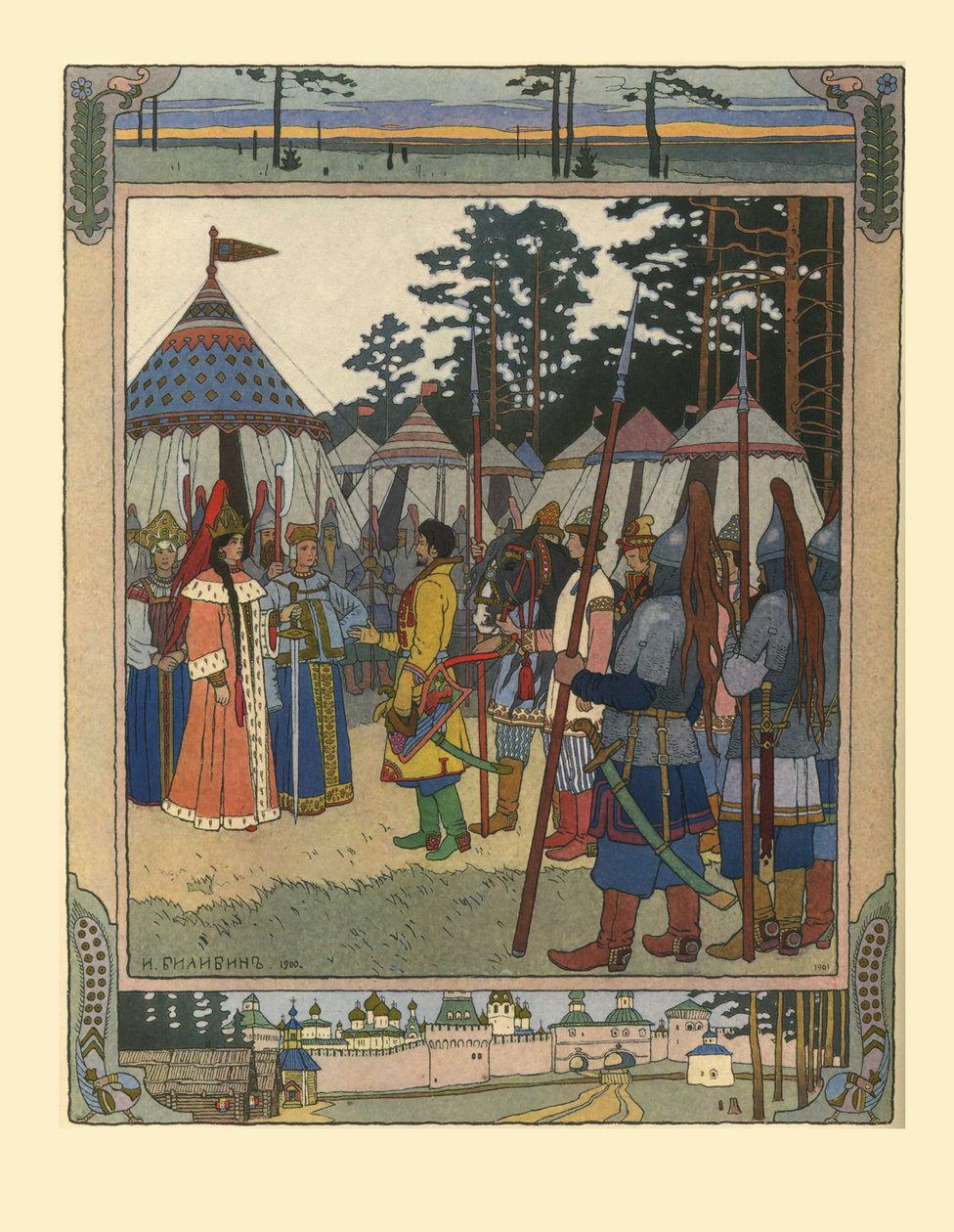 Ilustracja do bajki Marya Morevna, 1901 autorstwa Ivan Yakovlevich Bilibin