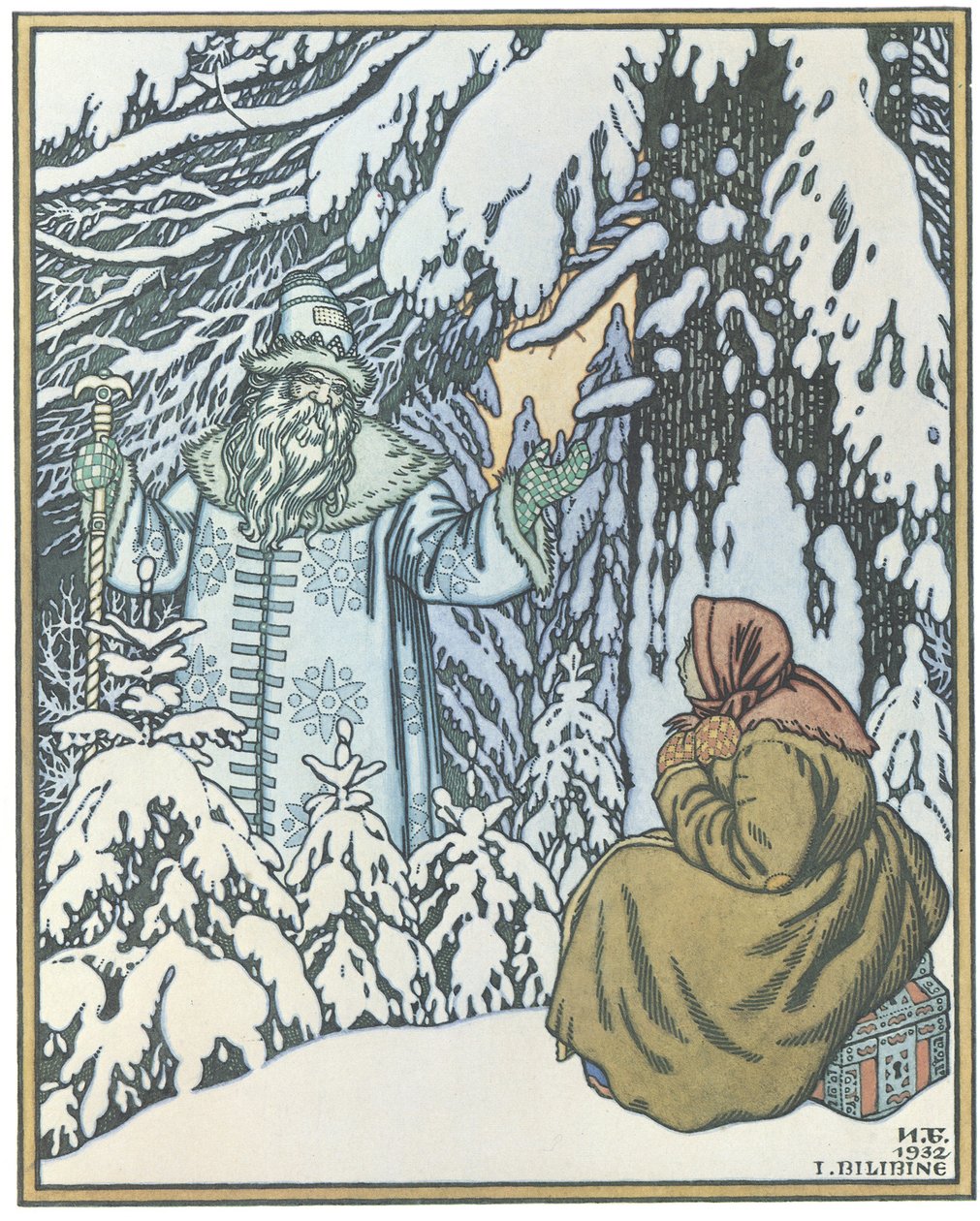 Ilustracja do bajki Morozko, 1932 autorstwa Ivan Yakovlevich Bilibin