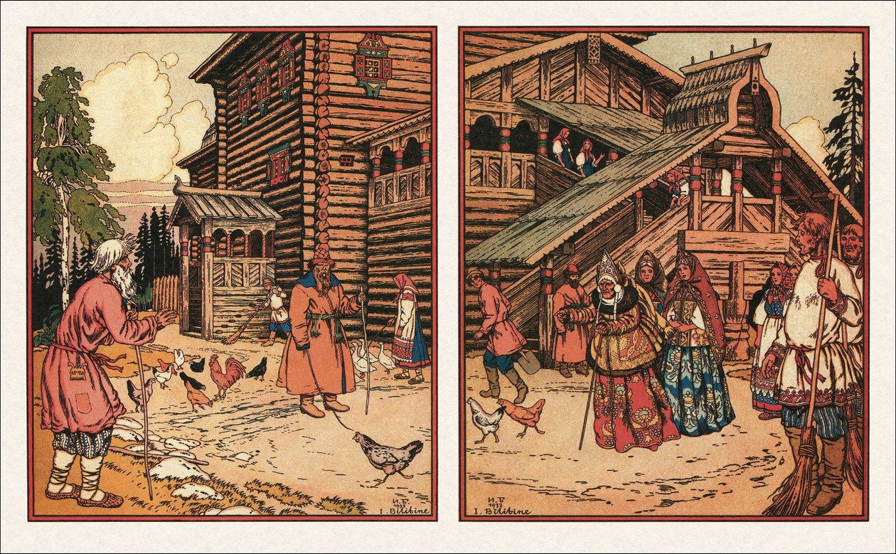 Ilustracja do Bajki o rybaku i rybie, 1933 autorstwa Ivan Yakovlevich Bilibin