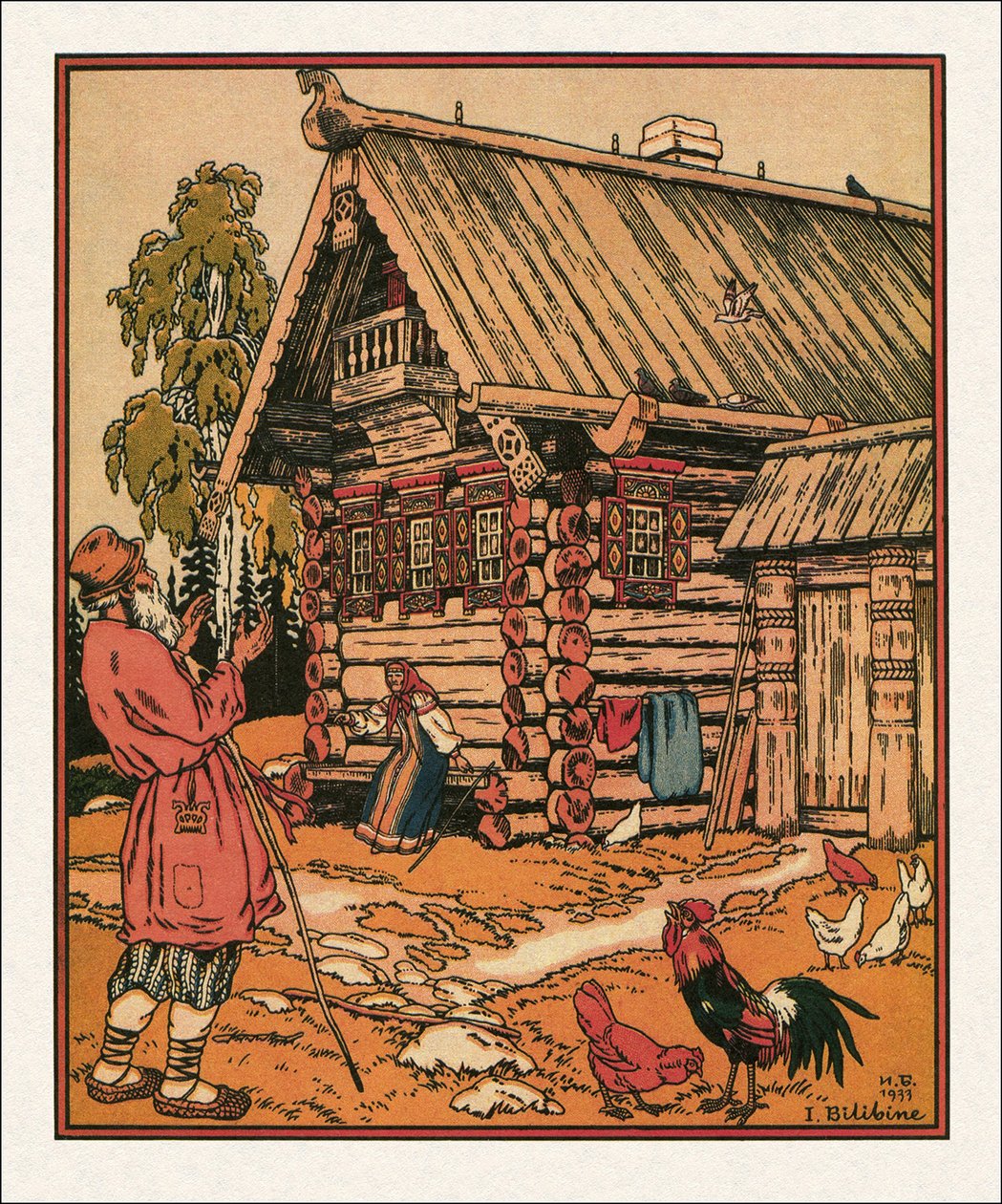 Ilustracja do Bajki o rybaku i rybie, 1933 autorstwa Ivan Yakovlevich Bilibin