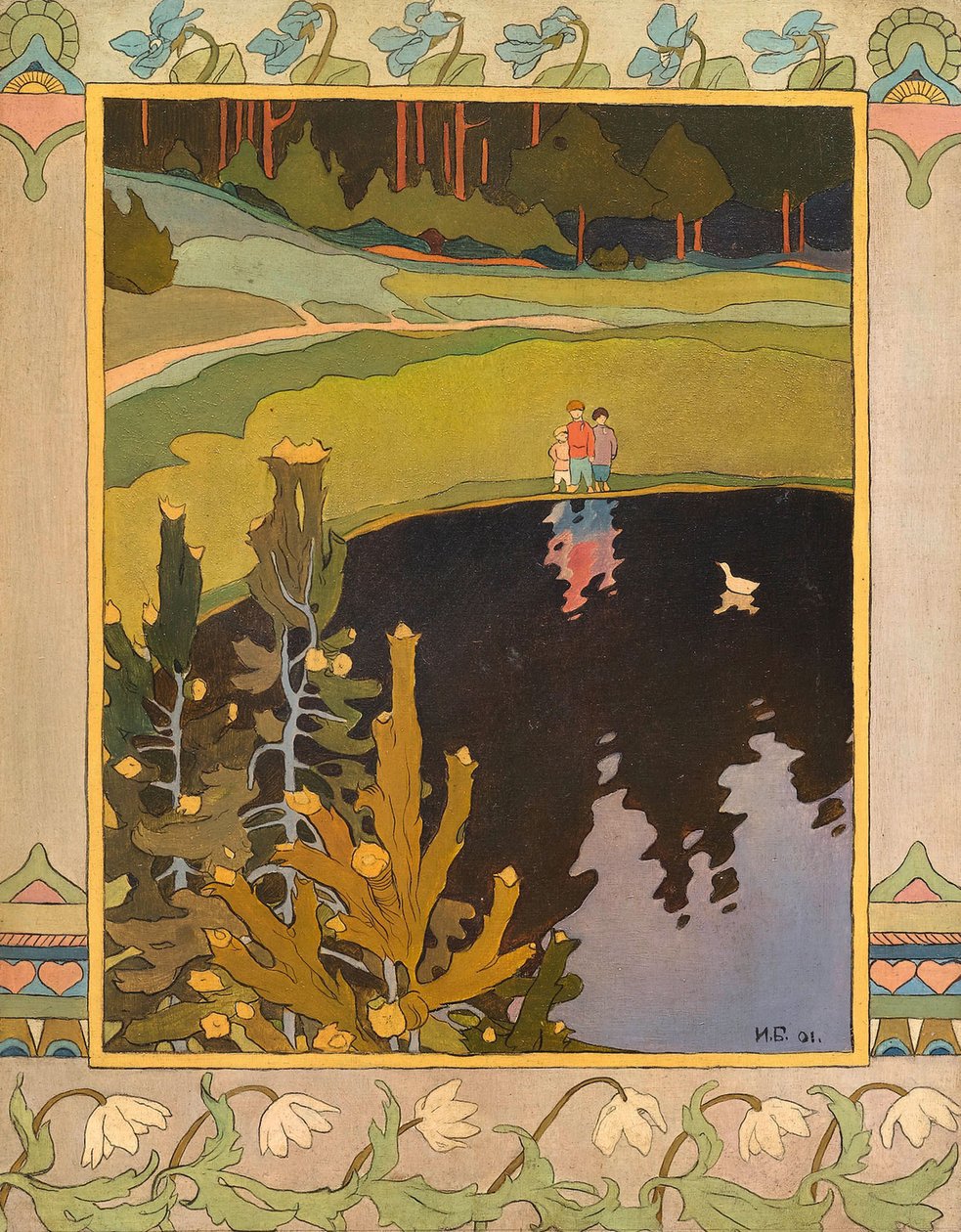 Ilustracja do bajki Biała kaczka, 1901. autorstwa Ivan Yakovlevich Bilibin