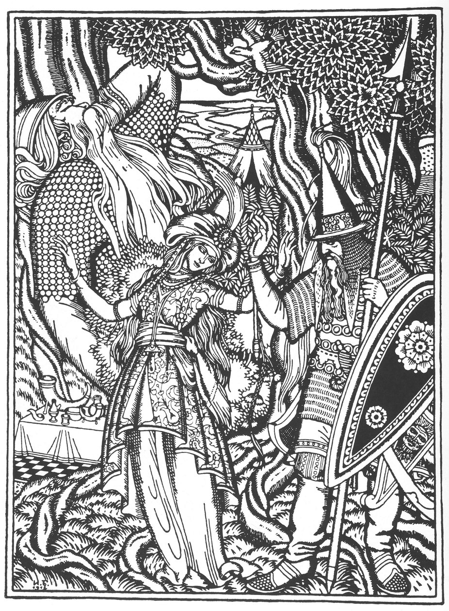 Ilya Muromets i Svyatogors vife, 1912 autorstwa Ivan Yakovlevich Bilibin