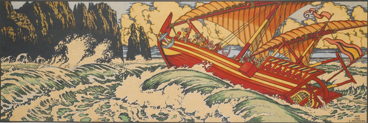 Sindbad Żeglarz. Ilustracja do bajek arabskich autorstwa Ivan Yakovlevich Bilibin