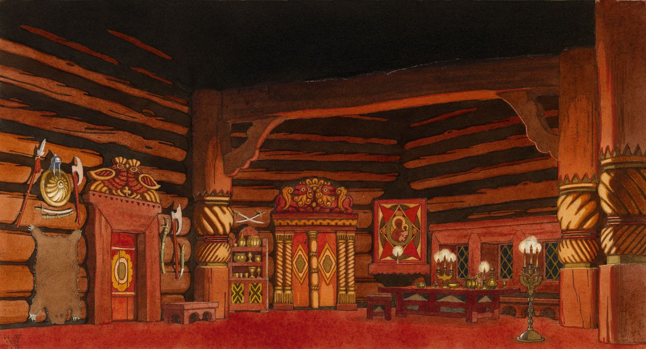 Scenografia do opery Carska panna młoda N. Rimskiego-Korsakowa, 1930 autorstwa Ivan Yakovlevich Bilibin