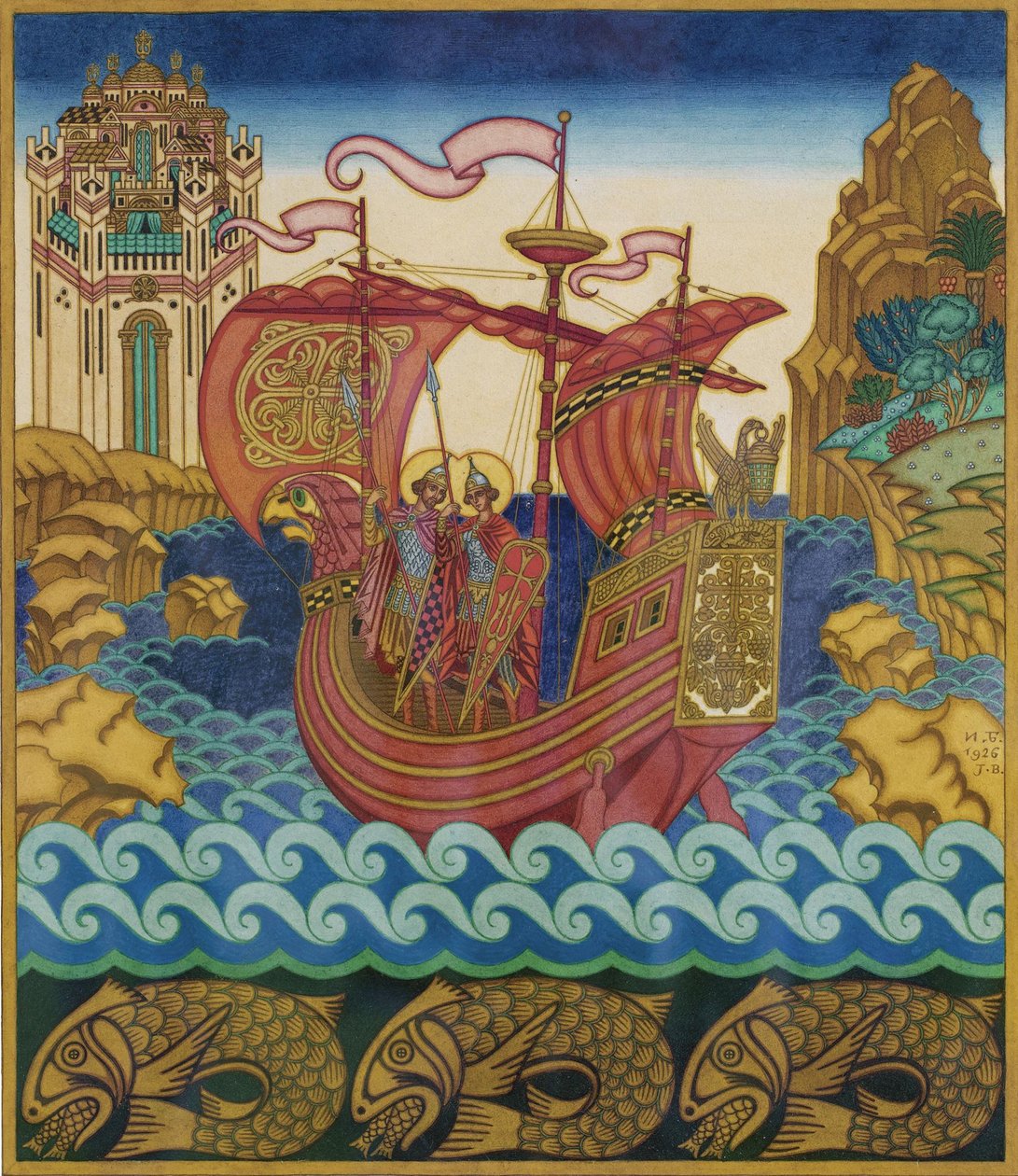 Statek autorstwa Ivan Yakovlevich Bilibin