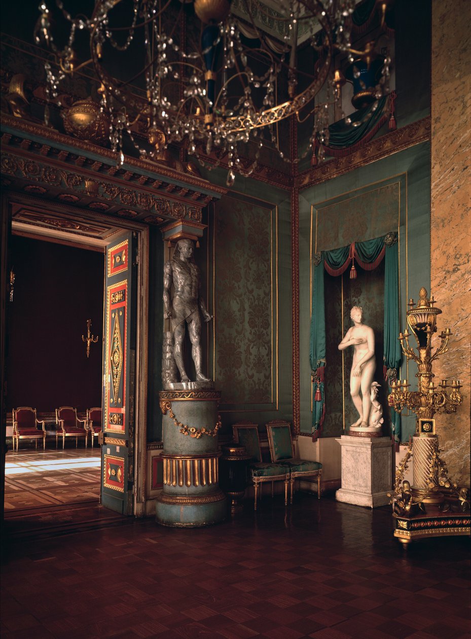 La salle bleue du palais Ostankino a Moscou (Niebieska Sala Pałacu Ostankino w Moskwie) - Architecte Ivan Jegorovich Starov (1745-1808) autorstwa Ivan Yegorovich Starov