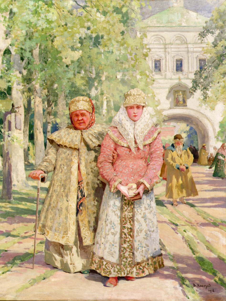 Matka i córka wracają z kościoła autorstwa Ivanovich Vasili Navazov