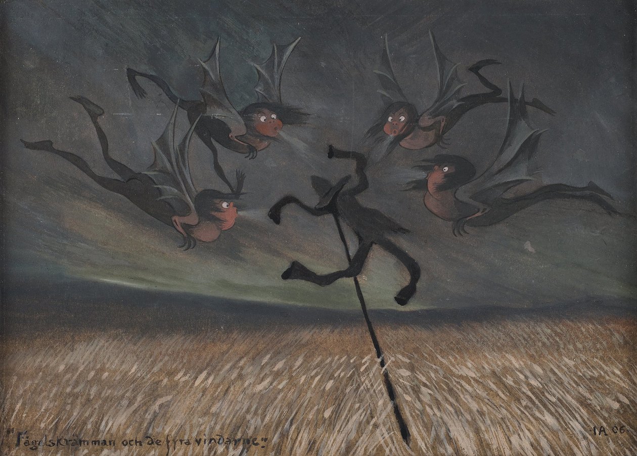 The scarecrow and the four winds, 1906.    1197851   pl       polish Successfully Translated  Original: Village Road Translat: Village Road 1236421 pl polish Successfully Translated Original: Illustration to Jean Desmarets "LAriane" Translat: Illustration  autorstwa Ivar Arosenius