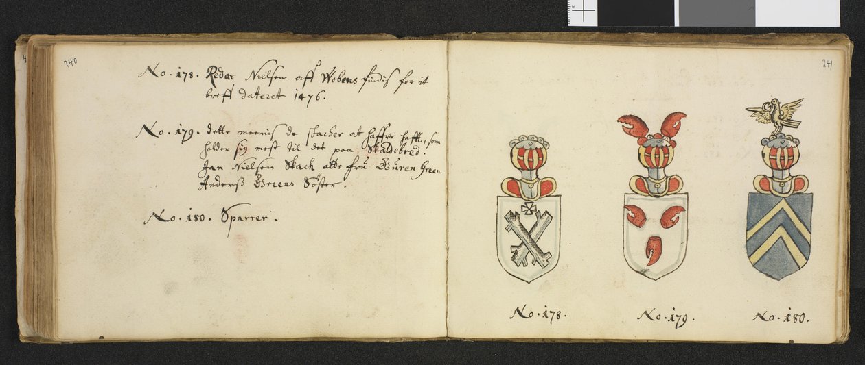 Ilustracja z prywatnego archiwum w Bibliotece Narodowej zatytułowana Insignia quædam virorum illustrium in Norvegia quodam habitantium autorstwa Ivera Nielssøna Hirtzholma autorstwa Iver Hirtzholm