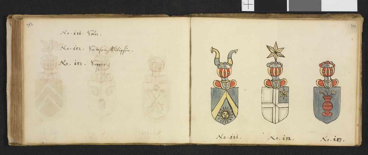 Ilustracja z prywatnego archiwum w Bibliotece Narodowej zatytułowana Insignia quædam virorum illustrium in Norvegia quodam habitantium autorstwa Ivera Nielssøna Hirtzholma autorstwa Iver Hirtzholm