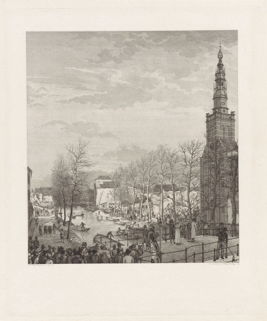 Zniszczenia na Steenschuur po katastrofie prochu w Leiden, 1807 autorstwa Izaak Jansz. de Wit