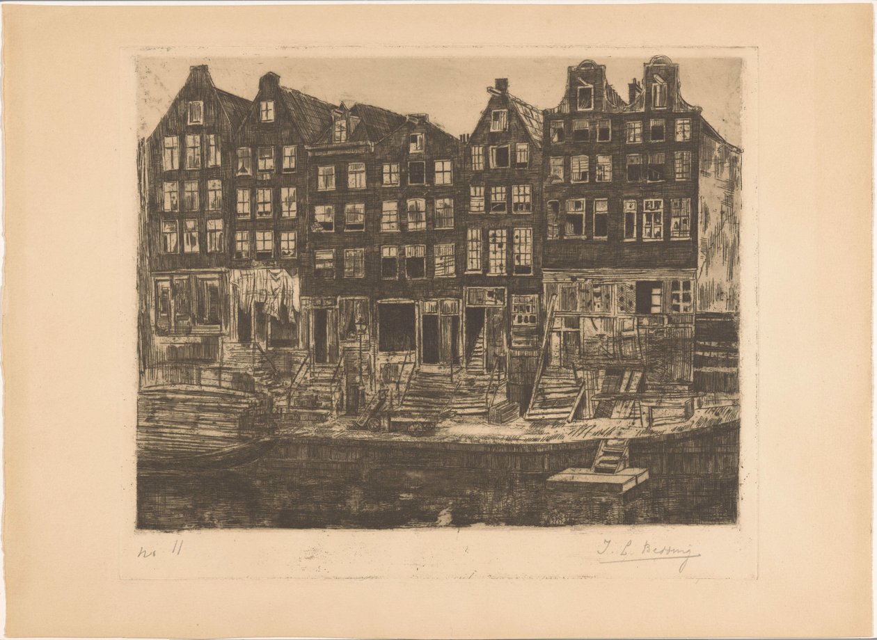 Domy nad kanałem autorstwa Izaak Leendert Bedding (signed by artist)