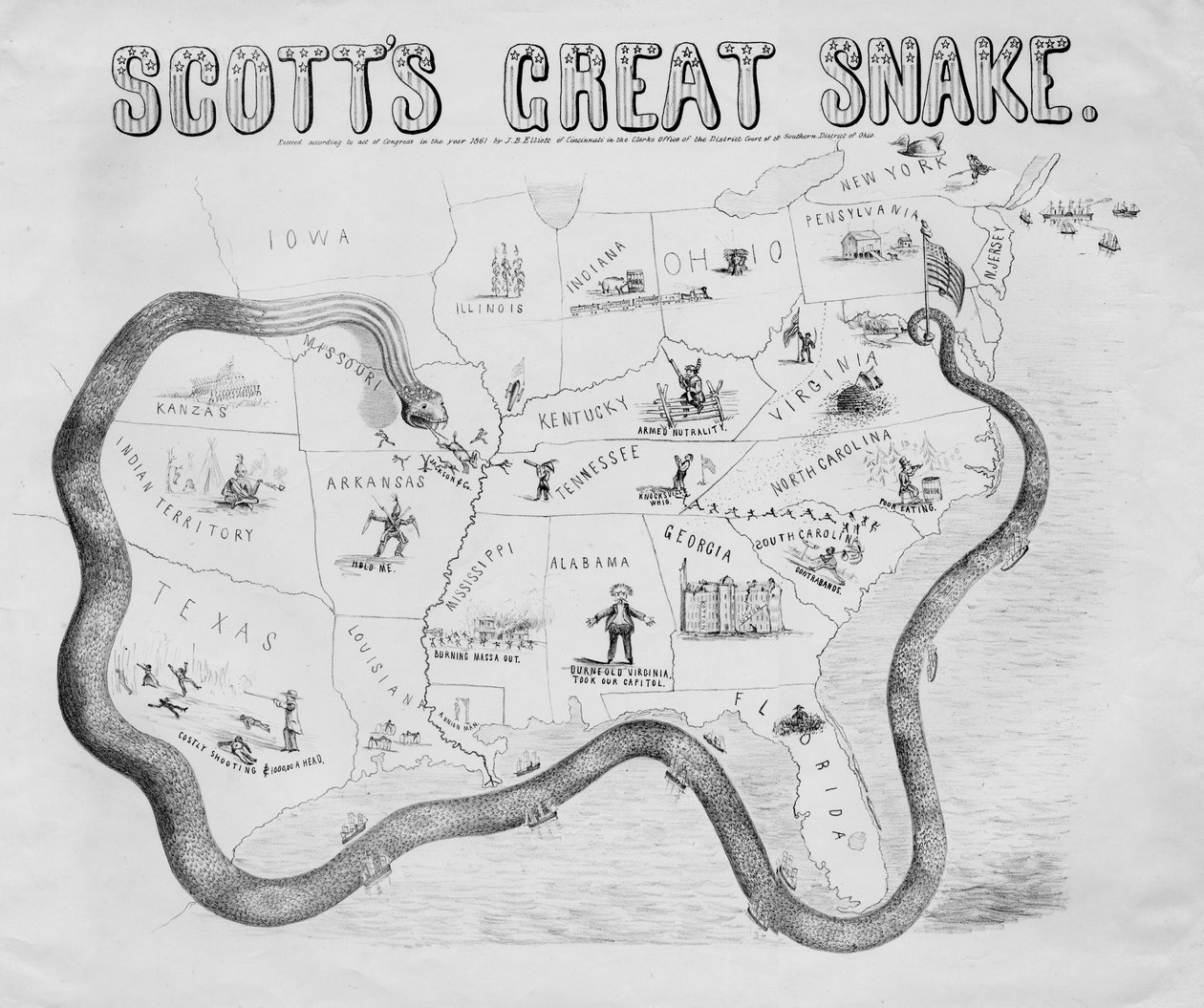 Scotts wielki wąż, opublikowany w Cincinnati, 1861 autorstwa J. B. Elliott
