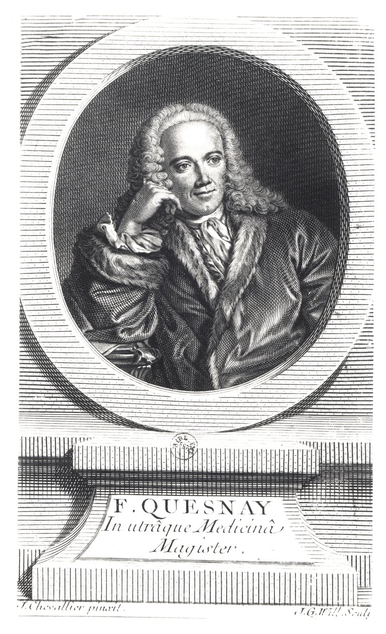 Portret Francois Quesnay (1694-1774) wyryty przez Johana Georga Wille (1715-1808) autorstwa J. Chevallier
