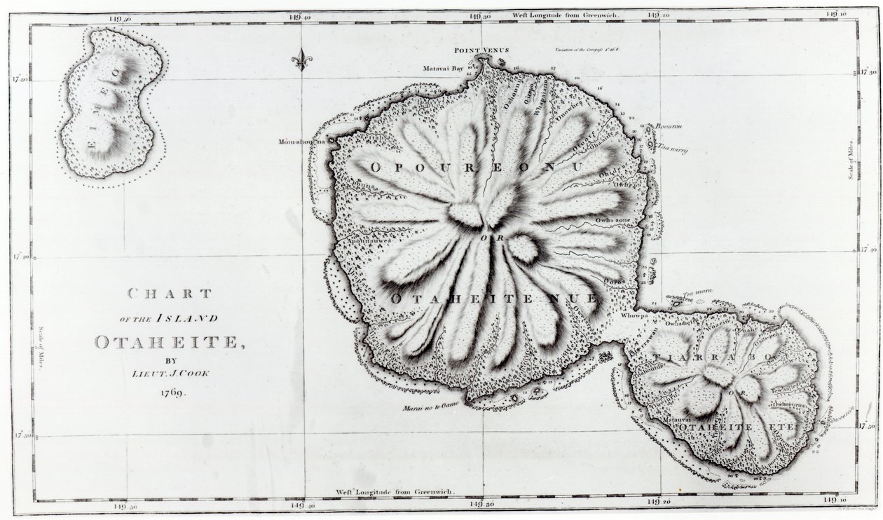 Wykres wyspy Otaheite, 1769 autorstwa J. Cook