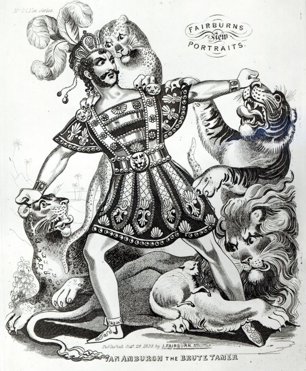 Van Amburgh Brute Tamer, 1838 autorstwa J. Fairburn