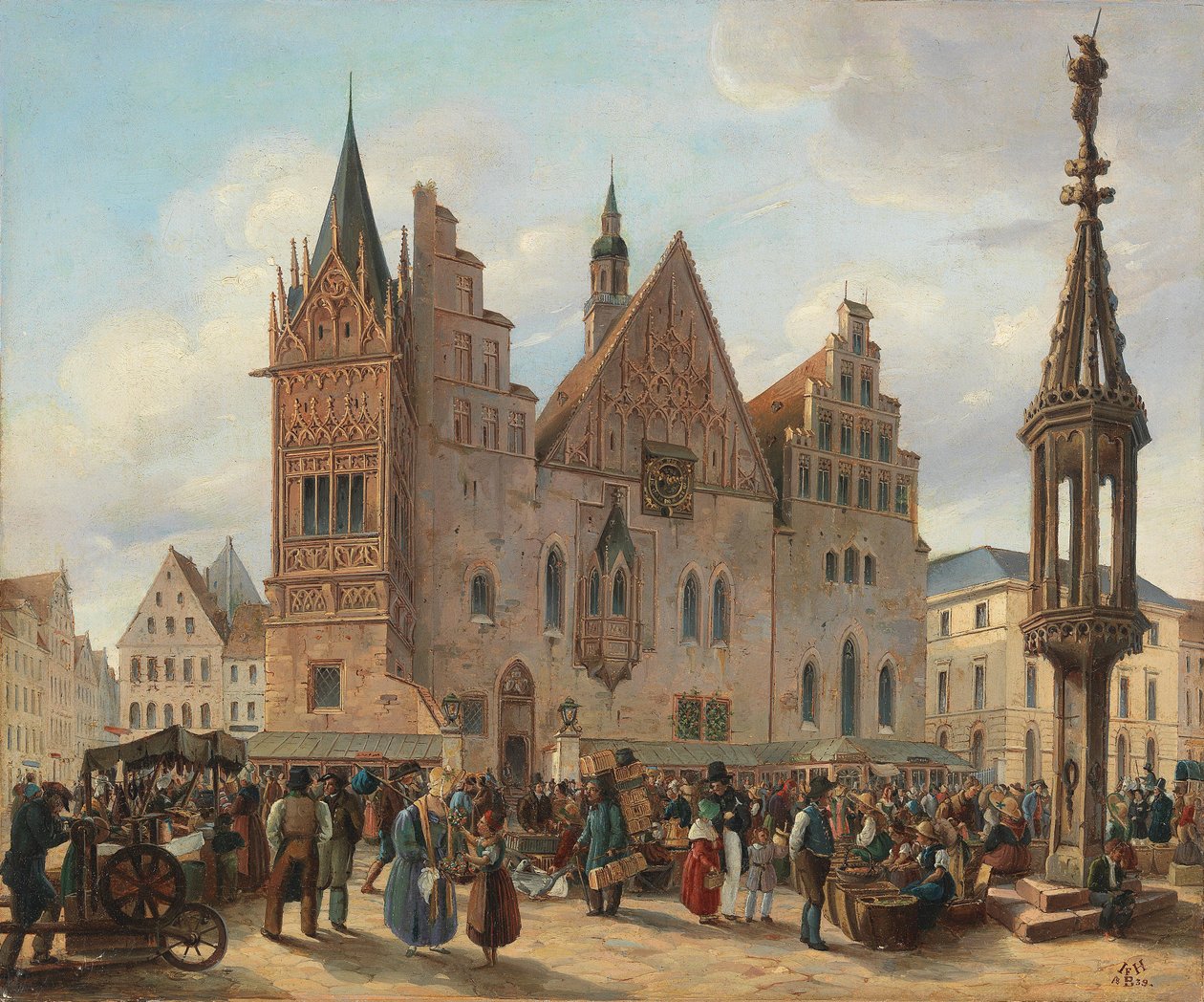 Wrocławski rynek z ratuszem autorstwa J. H. Bondras