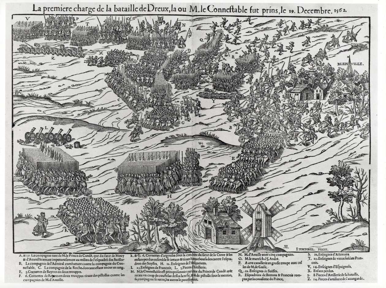 Bitwa pod Dreux, 19 grudnia 1562 r. autorstwa J. J. and Tortorel, J. Perrissin