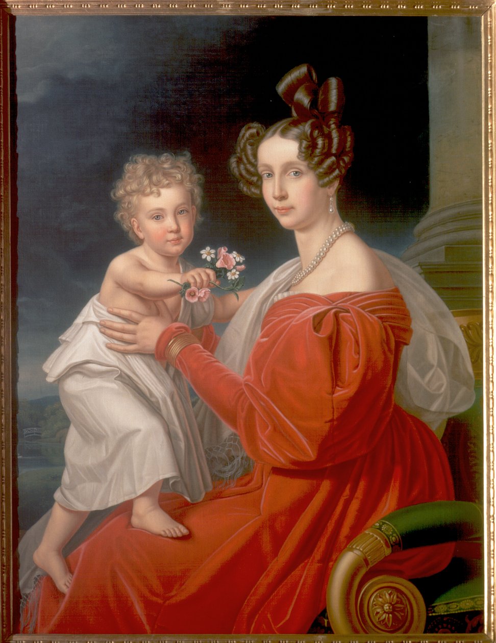 Arcyksiężna Zofia Austriacka (1805-72) ze swoim dwuletnim synem Franciszkiem Józefem (1830-1916) (późniejszy cesarz Franciszek Józef I Austriacki) autorstwa J. K. Stiegler