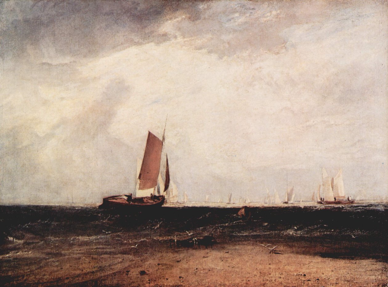 Łowienie na piasku Blythe, gdy nadchodzi przypływ autorstwa Joseph Mallord William Turner
