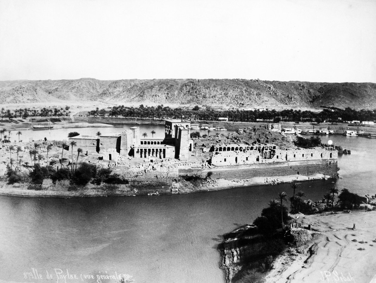 Widok ogólny Philae, c.1880 autorstwa J. Pascal Sebah