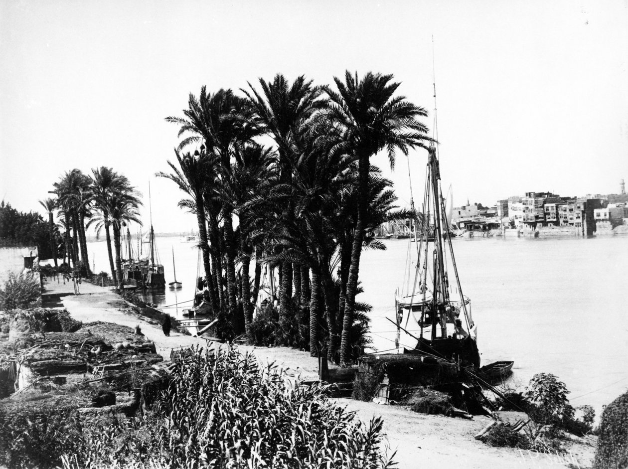 Krajobraz Nilu, c.1870 autorstwa J. Pascal Sebah