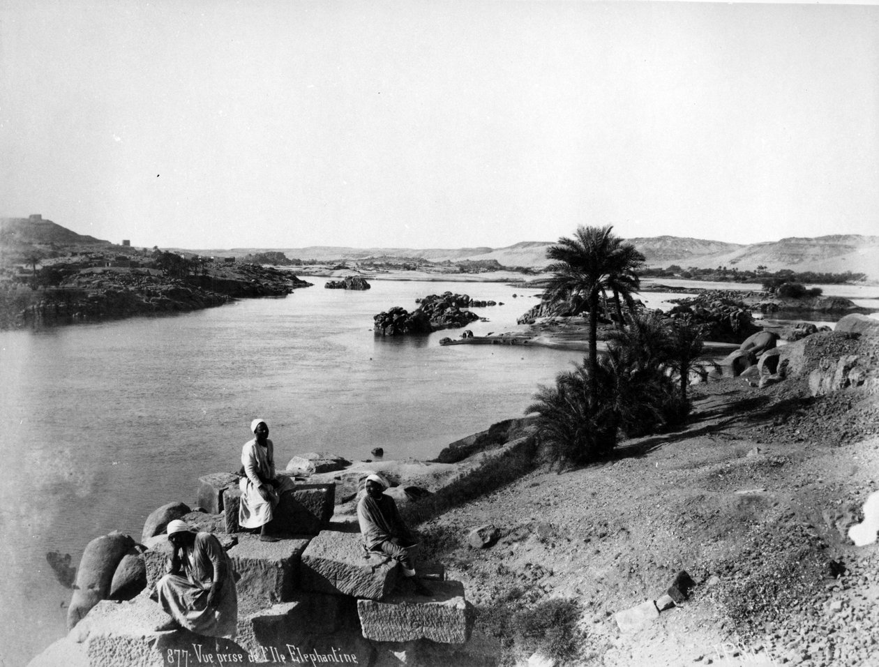 Widok na Nil z Elefantyny, ok.1880 autorstwa J. Pascal Sebah