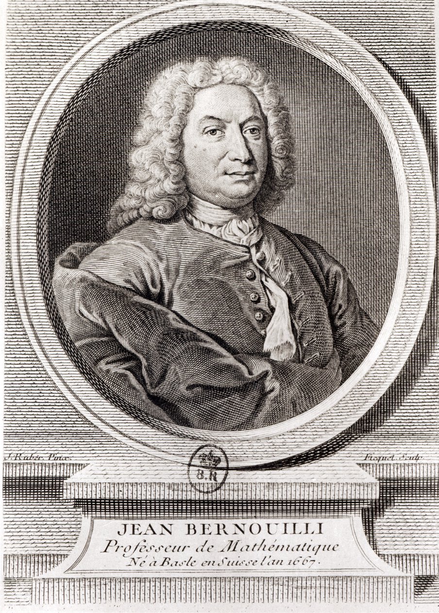 Portret Jeana Bernoulliego (1667-1748) rytowany przez Etienne Ficquet (1719-94) (zdjęcie bw) autorstwa J. Ruber