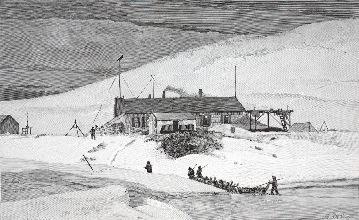 Fort Conger, Frinnell Land, 20 maja 1883, wyd. Londyn 1886 autorstwa J. Steeple Davis