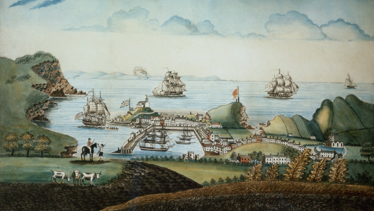 Widok Ilfracombe, Devon, 1842 (pióro i toaleta) (para 72971) autorstwa J Walters