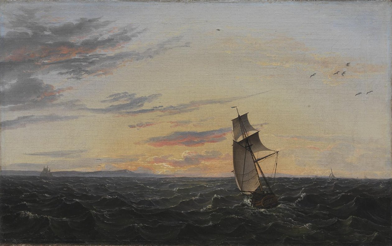 Pejzaż morski. Wybrzeże wyspy Rugia w wieczornym świetle autorstwa Johan Christian Dahl