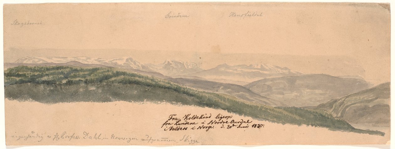 Z Koldekind ligeop z Lundene w dolinie Norde Oure w Valdres w Norwegii autorstwa Johan Christian Dahl
