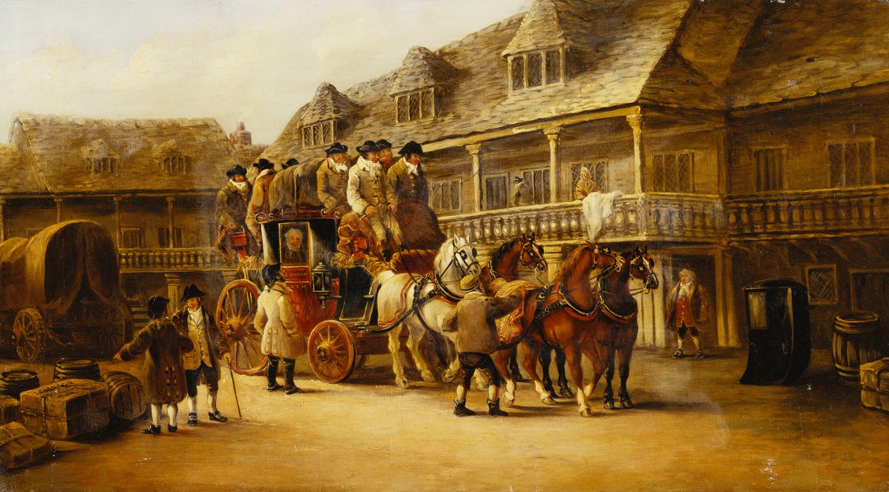 Wejście na pokład autokaru do Londynu, 1879 autorstwa J.C. Maggs