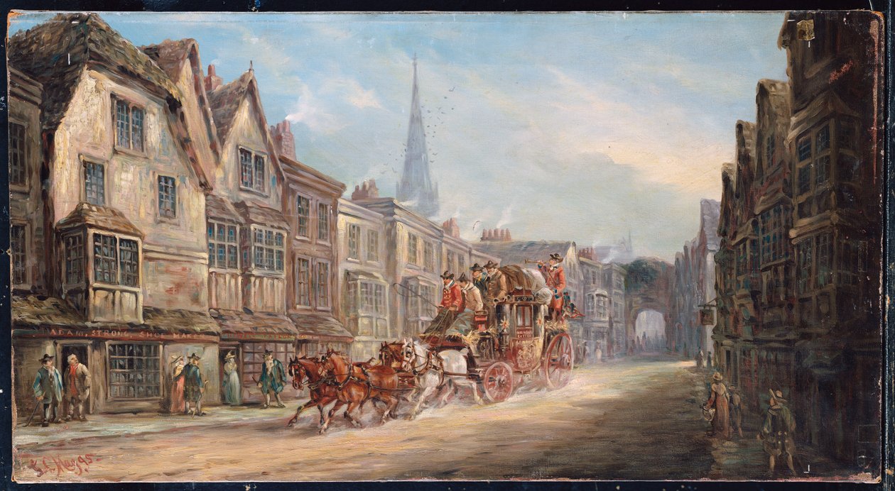 Poczta królewska z Londynu do Exeter przechodząca przez Salisbury, 1895 r autorstwa J.C. Maggs