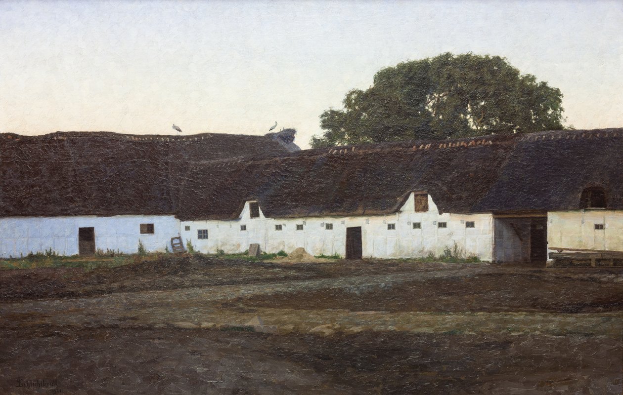 Farma w Vendsysssel. Zachód słońca autorstwa J.C. Schlichtkrull