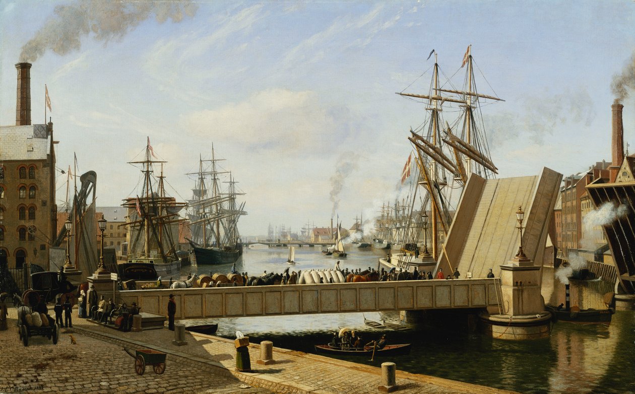 Widok Kopenhagi z Knippelsbro, 1882 autorstwa J.E. Carl Rasmussen