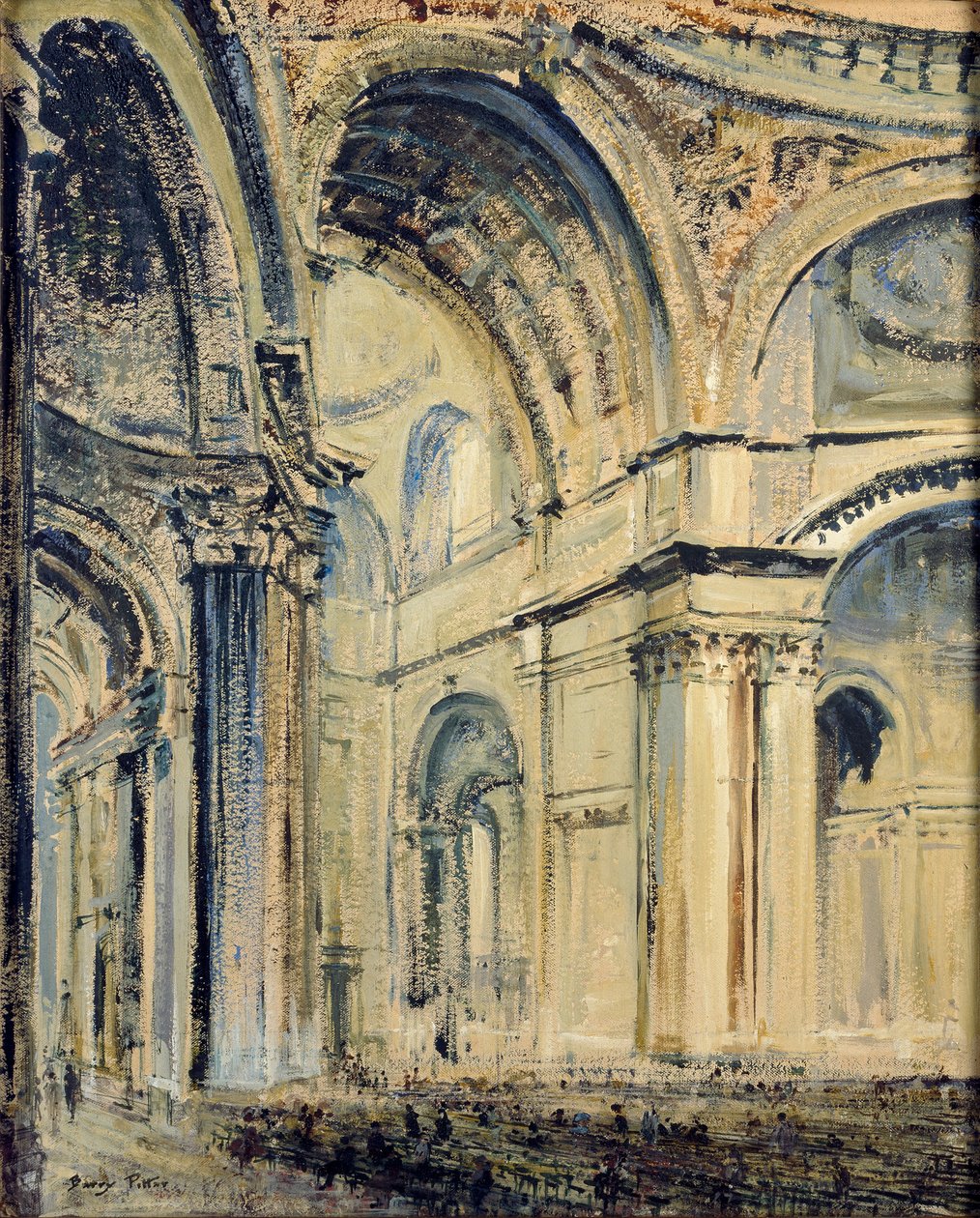 Wnętrze katedry św. Pawła, ok. 1910 r. autorstwa JF Barry Pittar