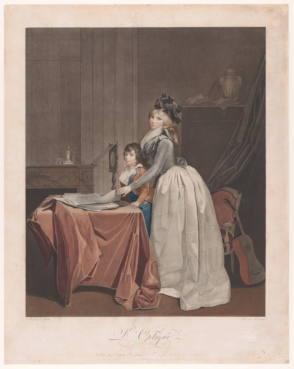 Portret Louise Sébastienne Danton z pasierbem za lustrem optycznym L