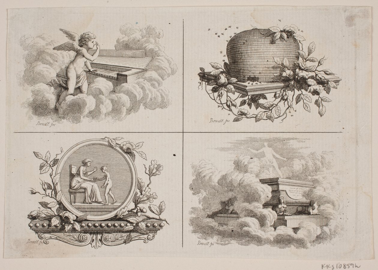 Cztery winiety do prac Bonneta autorstwa J.F. Clemens
