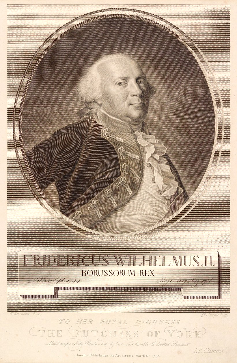 Fryderyk Wilhelm II, król Prus autorstwa J.F. Clemens