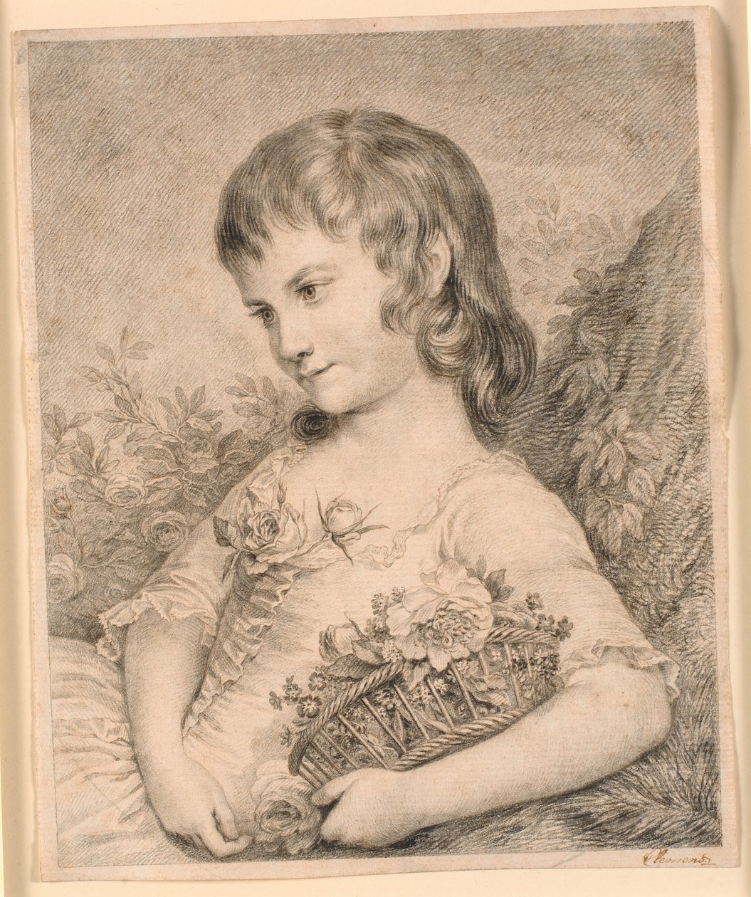 Dziewczynka z koszem kwiatów (Octavie Diodati) autorstwa J.F. Clemens