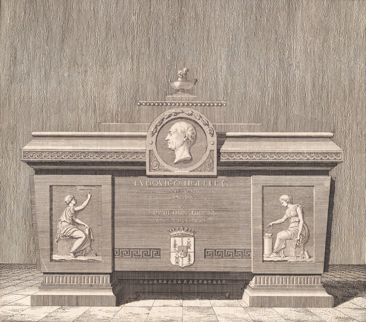Sarkofag Ludviga Holberga w Sorø autorstwa J.F. Clemens