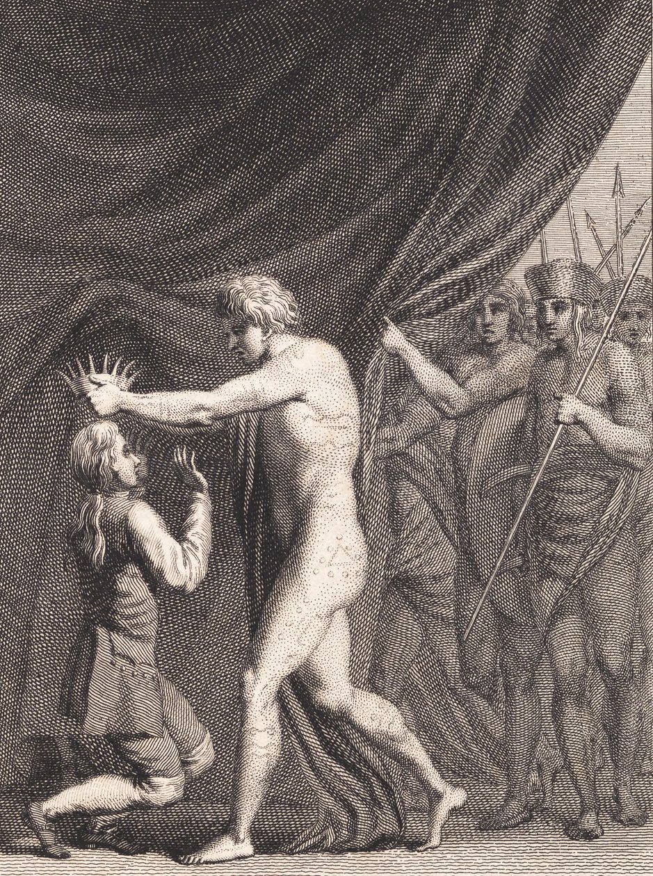 Niels Klim koronowany na cesarza Qvamites autorstwa J.F. Clemens