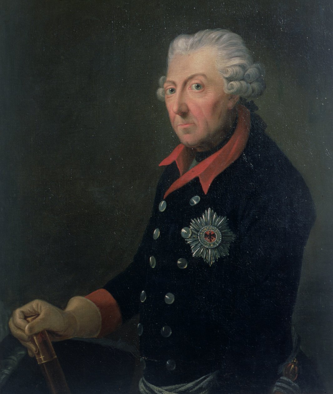Fryderyk Wielki (1712-86) w mundurze 15. pułku piechoty autorstwa J.H.C. Franke