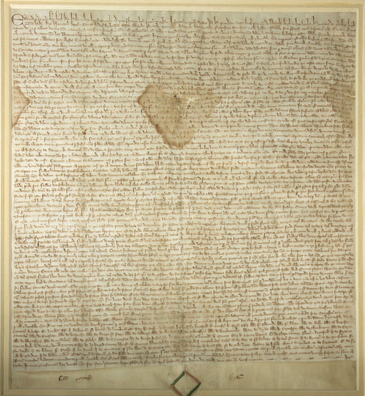 Kopia Magna Carta z 1297 r., która jest wystawiona w Sali Poselskiej w Parlamencie. autorstwa JJ Harrison