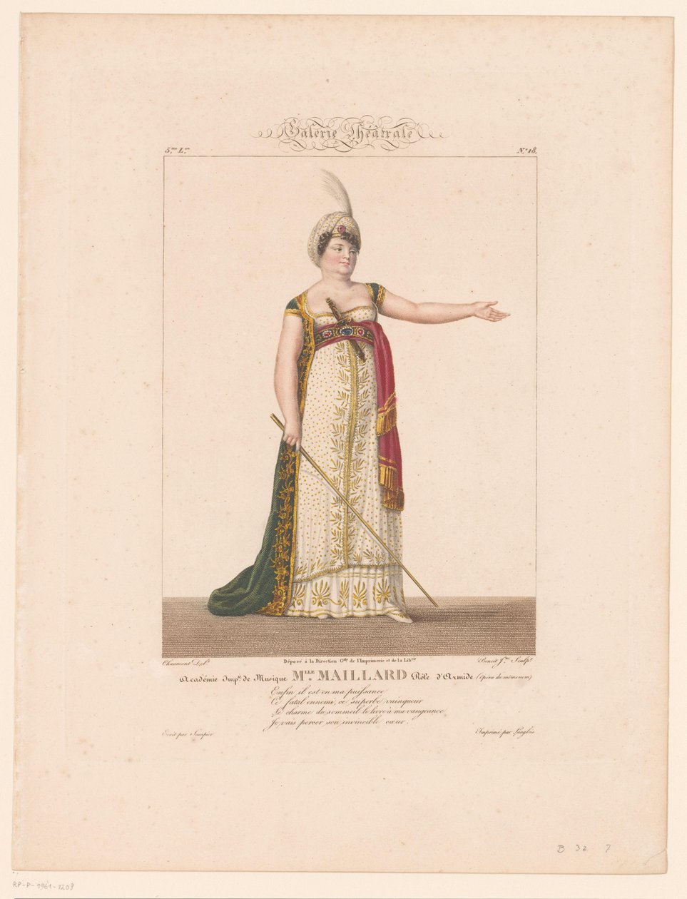 Portret Marie-Thérèse Davoux in de rol van Armide Miss Maillard (tytuł na obiekcie) autorstwa J.L. Benoist (II)