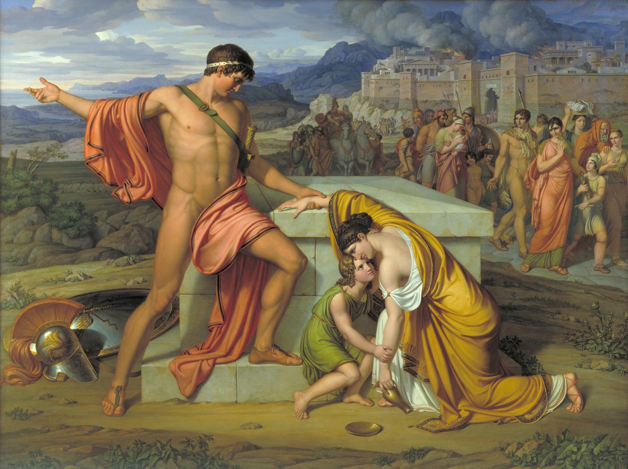 Pyrrus i Andromacha przy Grobie Hektora autorstwa J.L. Lund