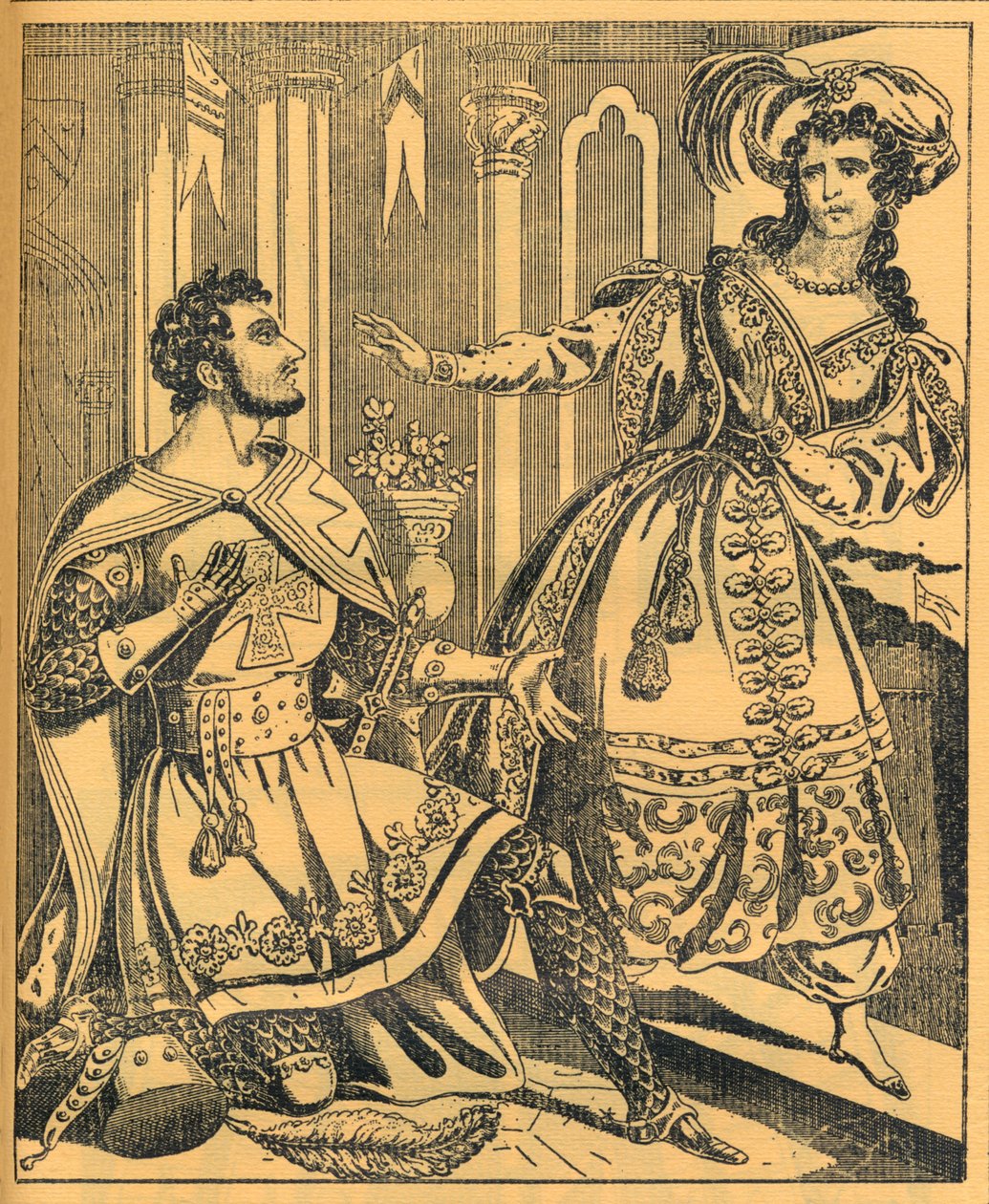 „Ivanhoe: Sir Brian de Bois Guilbert i Rebecca”, XIX w. autorstwa JL Marks