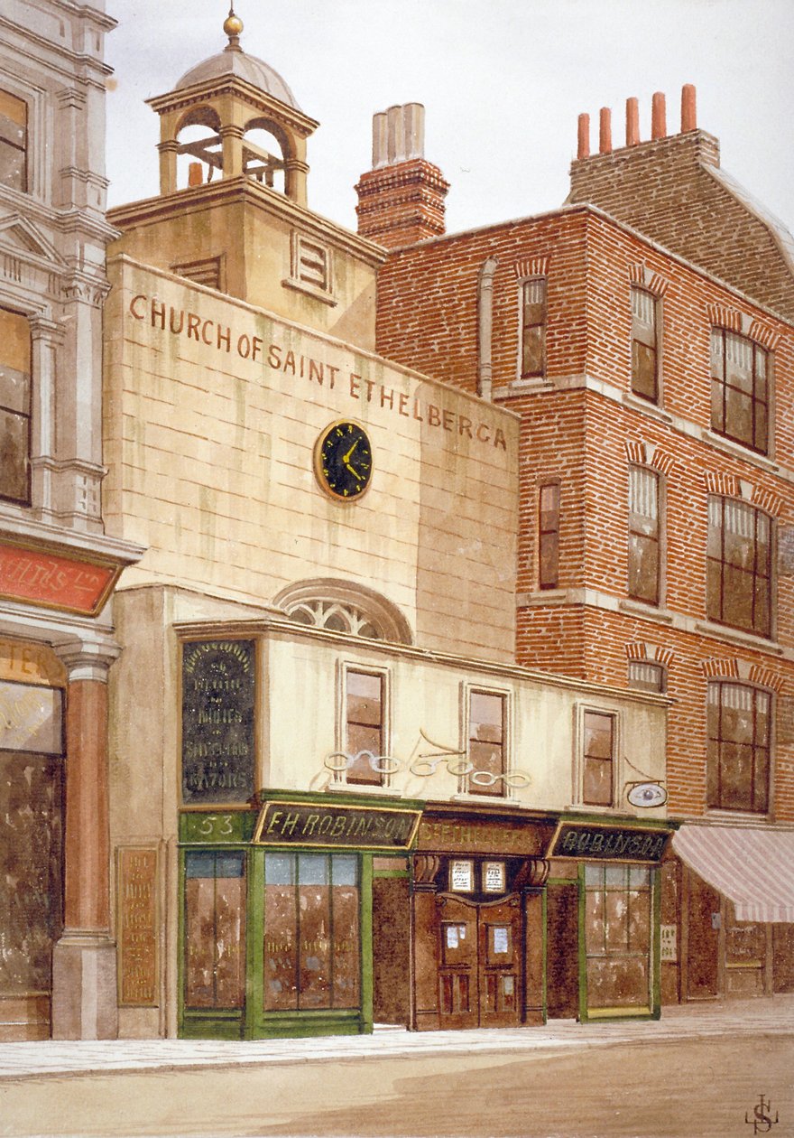 Kościół St Ethelburga-the-Virgin w Bishopsgate, City of London, 1860 autorstwa JL Stewart