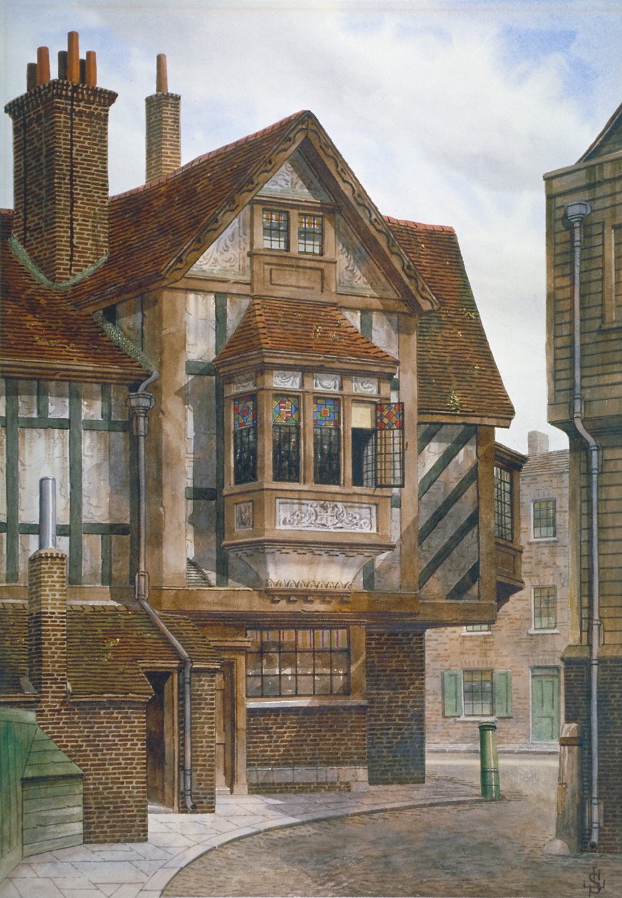 Domy w Bishopsgate, City of London, 1860. autorstwa JL Stewart
